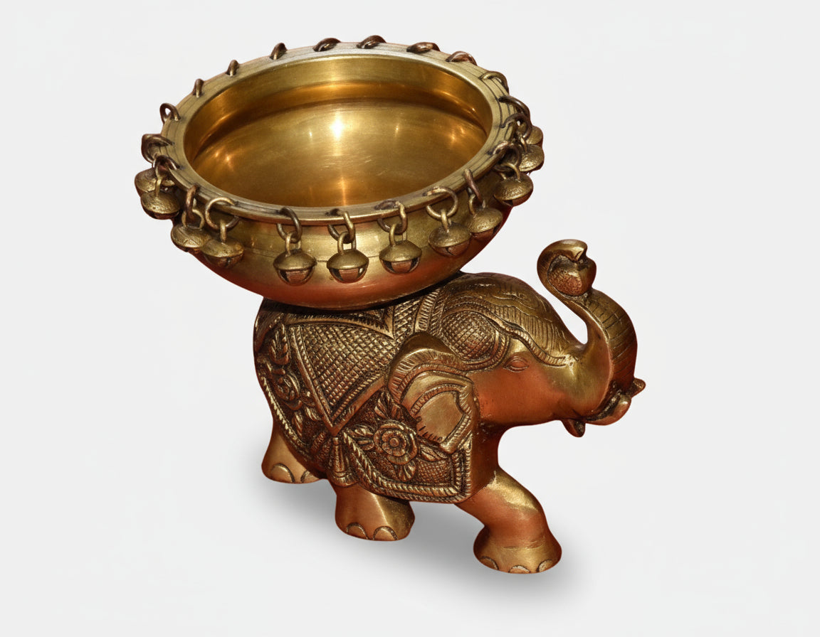 Brass Elephant urli Bowl for Home décor Tea Light Holder/Gift Item/Diwali Decor